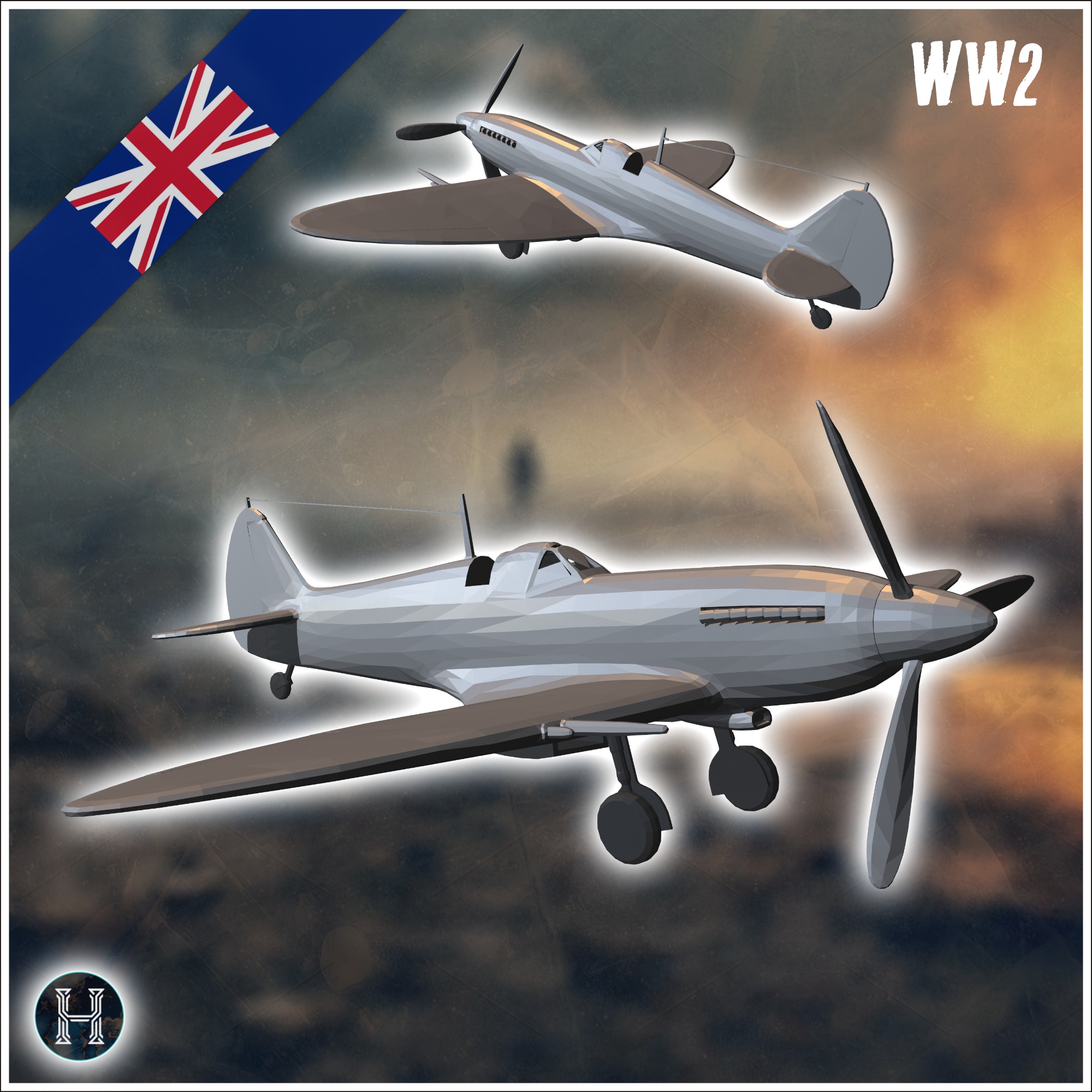 Supermarine Spitfire Mk 1A fighter aircraft (13) - UK United WW2 Kingdom British England Army Western Front Normandy Africa Bulge WWII D-Day